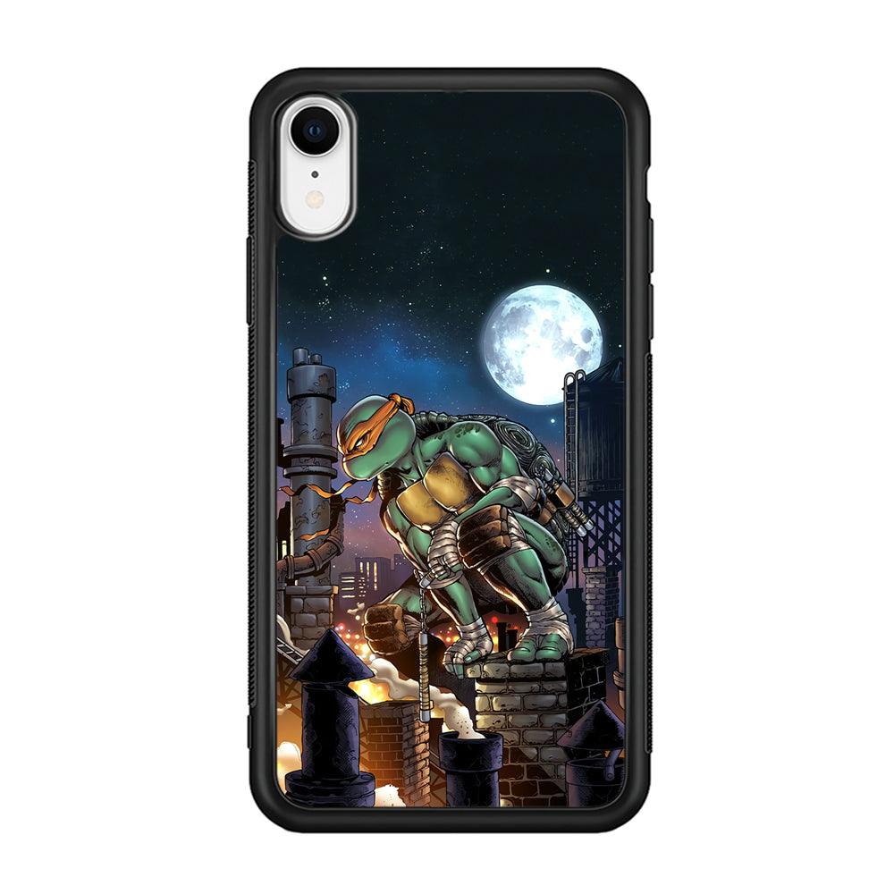 TMNT Michelangelo City Tour iPhone XR Case-Rubber Black (2D Case)-Oxvistore