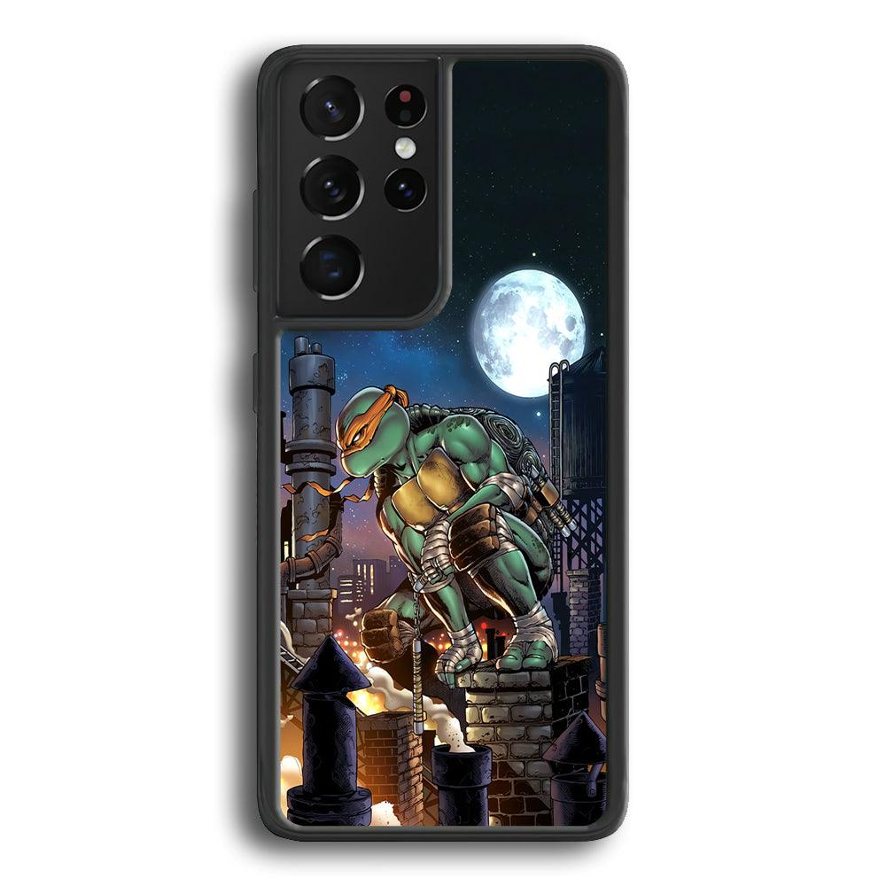 TMNT Michelangelo City Tour Samsung Galaxy S22 Ultra Case-Rubber Black (2D Case)-Oxvistore