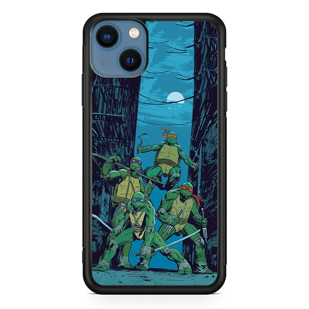 TMNT Squad Under The Moon iPhone 13 Case-Rubber Black (2D Case)-Oxvistore