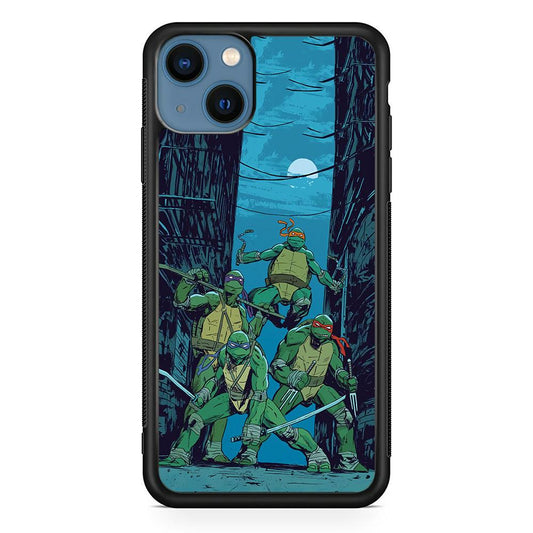 TMNT Squad Under The Moon iPhone 13 Case-Rubber Black (2D Case)-Oxvistore