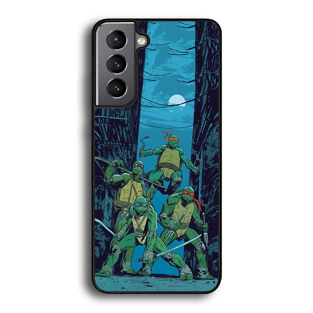TMNT Squad Under The Moon Samsung Galaxy S21 Case-Rubber Black (2D Case)-Oxvistore