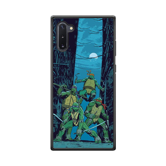 TMNT Squad Under The Moon Samsung Galaxy Note 10 Case-Rubber Black (2D Case)-Oxvistore