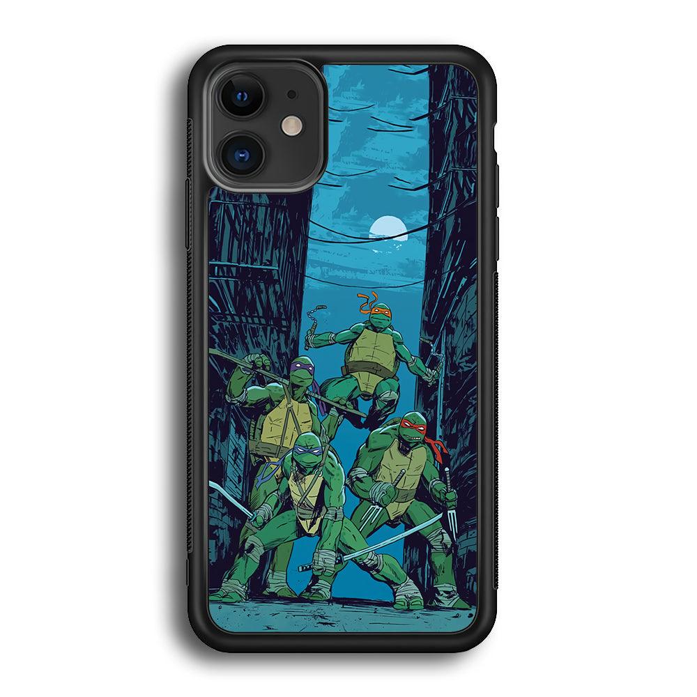 TMNT Squad Under The Moon iPhone 11 Case-Rubber Black (2D Case)-Oxvistore