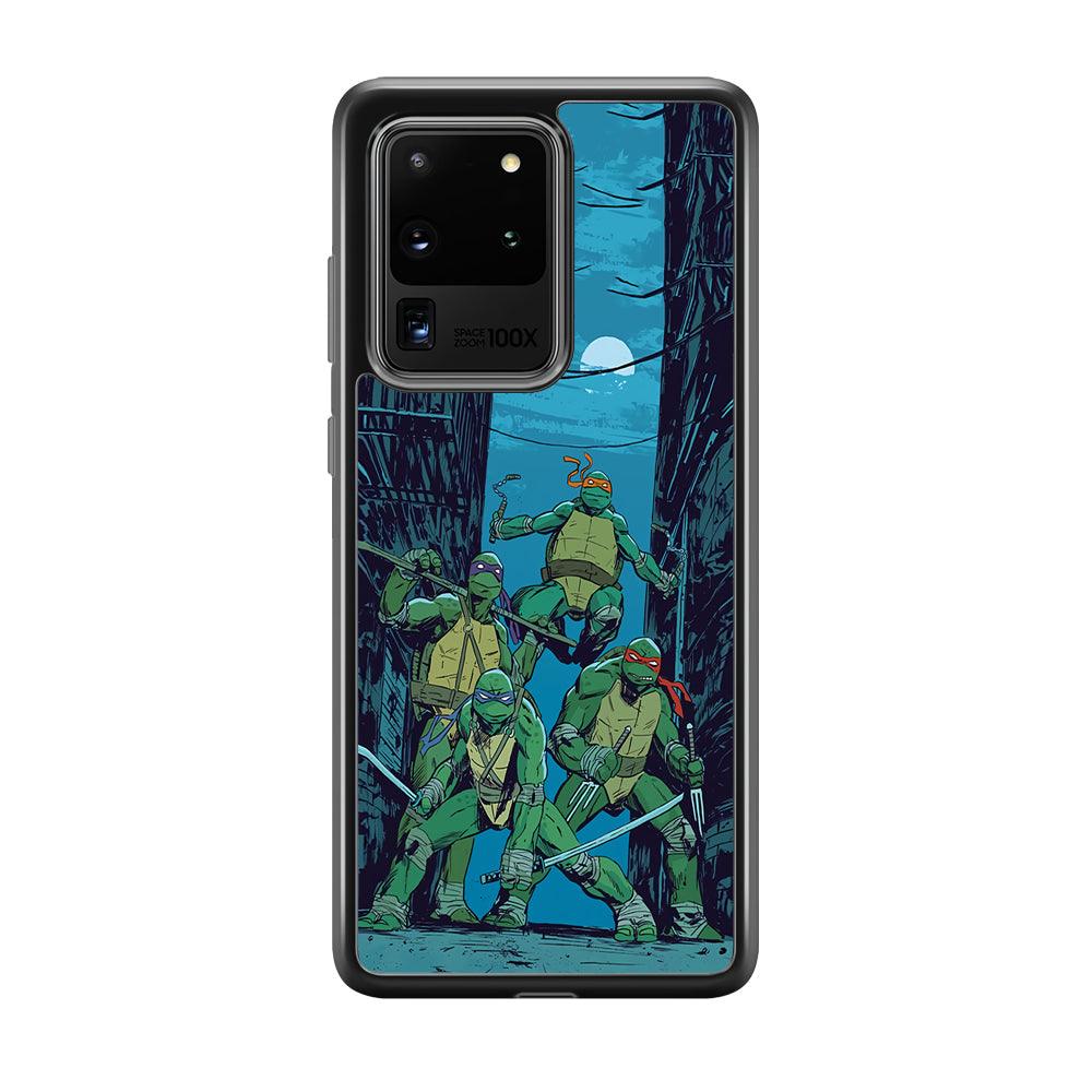 TMNT Squad Under The Moon Samsung Galaxy S20 Ultra Case-Rubber Black (2D Case)-Oxvistore