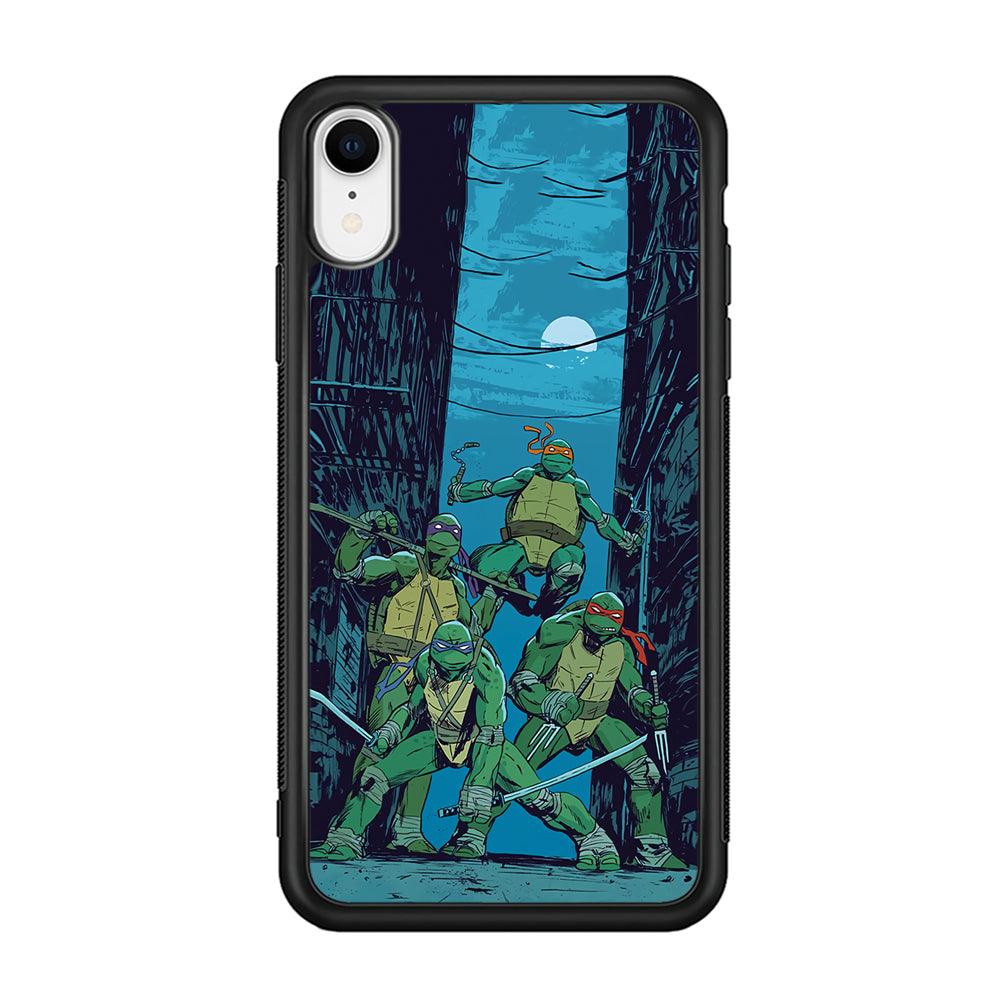 TMNT Squad Under The Moon iPhone XR Case-Rubber Black (2D Case)-Oxvistore