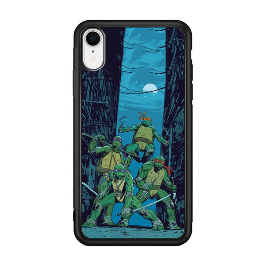 TMNT Squad Under The Moon iPhone XR Case-Rubber Black (2D Case)-Oxvistore