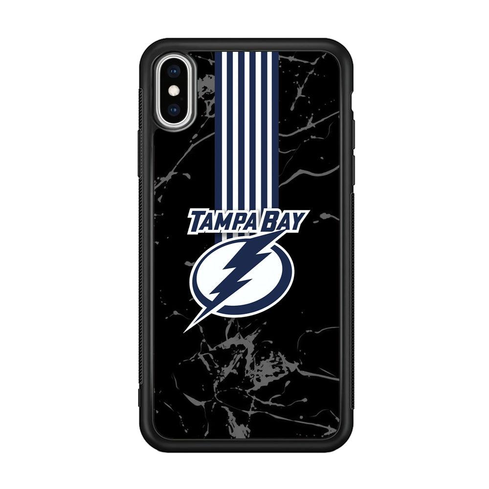 Tampa Bay Lightning Grey Light iPhone XS Case-Rubber Black (2D Case)-Oxvistore