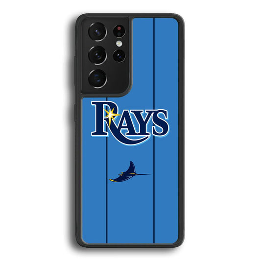 Tampa Bay Rays Jersey Adaptation Samsung Galaxy S21 Ultra Case-Rubber Black (2D Case)-Oxvistore