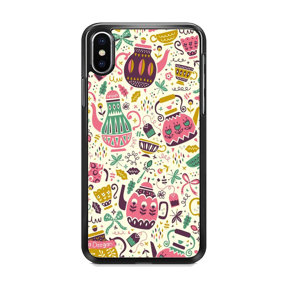 Tea Time with Big Kettles iPhone XS MAX Case-Rubber Black (2D Case)-Oxvistore