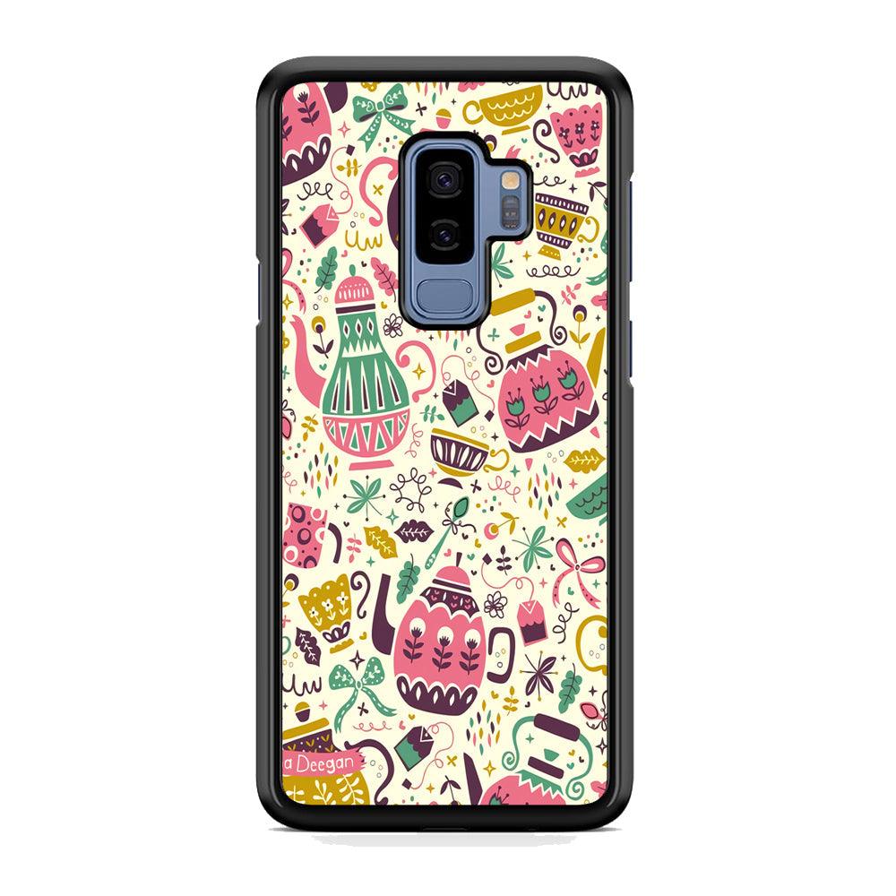 Tea Time with Big Kettles Samsung Galaxy S9 Plus Case-Rubber Black (2D Case)-Oxvistore