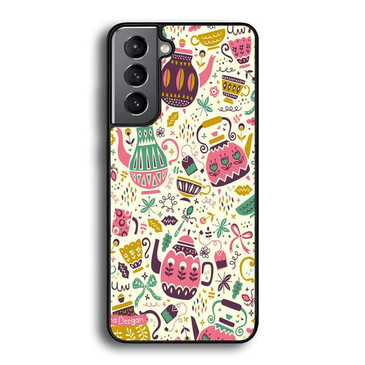 Tea Time with Big Kettles Samsung Galaxy S22 Case-Rubber Black (2D Case)-Oxvistore