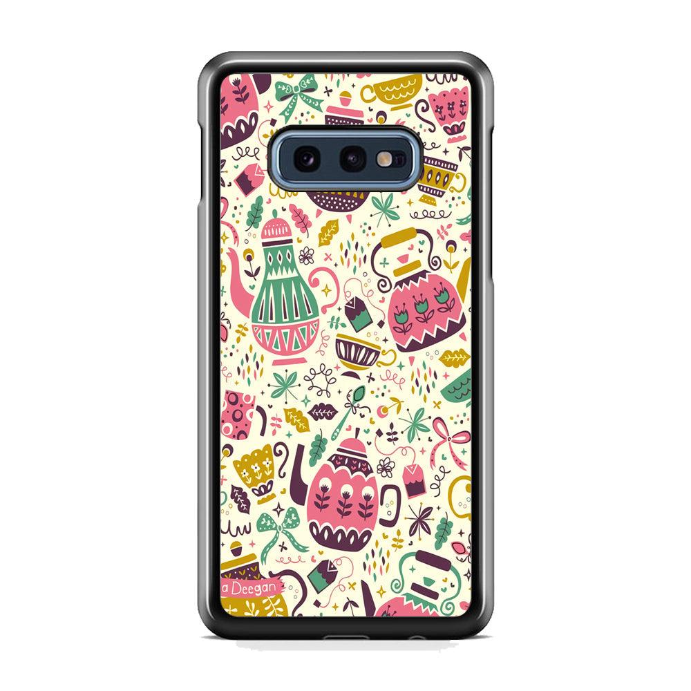Tea Time with Big Kettles Samsung Galaxy S10E Case-Rubber Black (2D Case)-Oxvistore