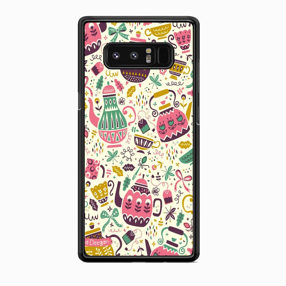Tea Time with Big Kettles Samsung Galaxy Note 8 Case-Rubber Black (2D Case)-Oxvistore