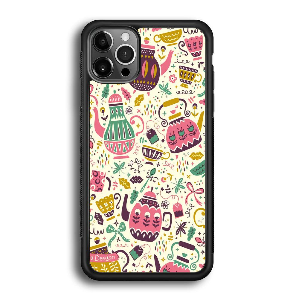 Tea Time with Big Kettles iPhone 12 Pro Max Case-Rubber Black (2D Case)-Oxvistore