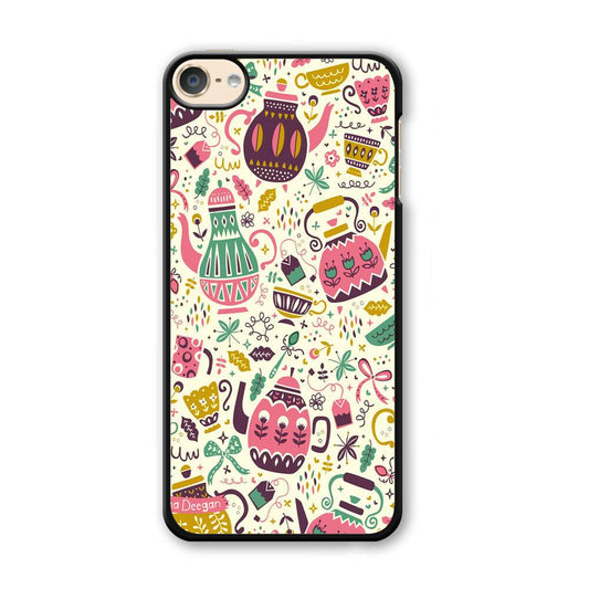 Tea Time with Big Kettles iPod Touch 6 Case-Plastic Black (2D Case)-Oxvistore