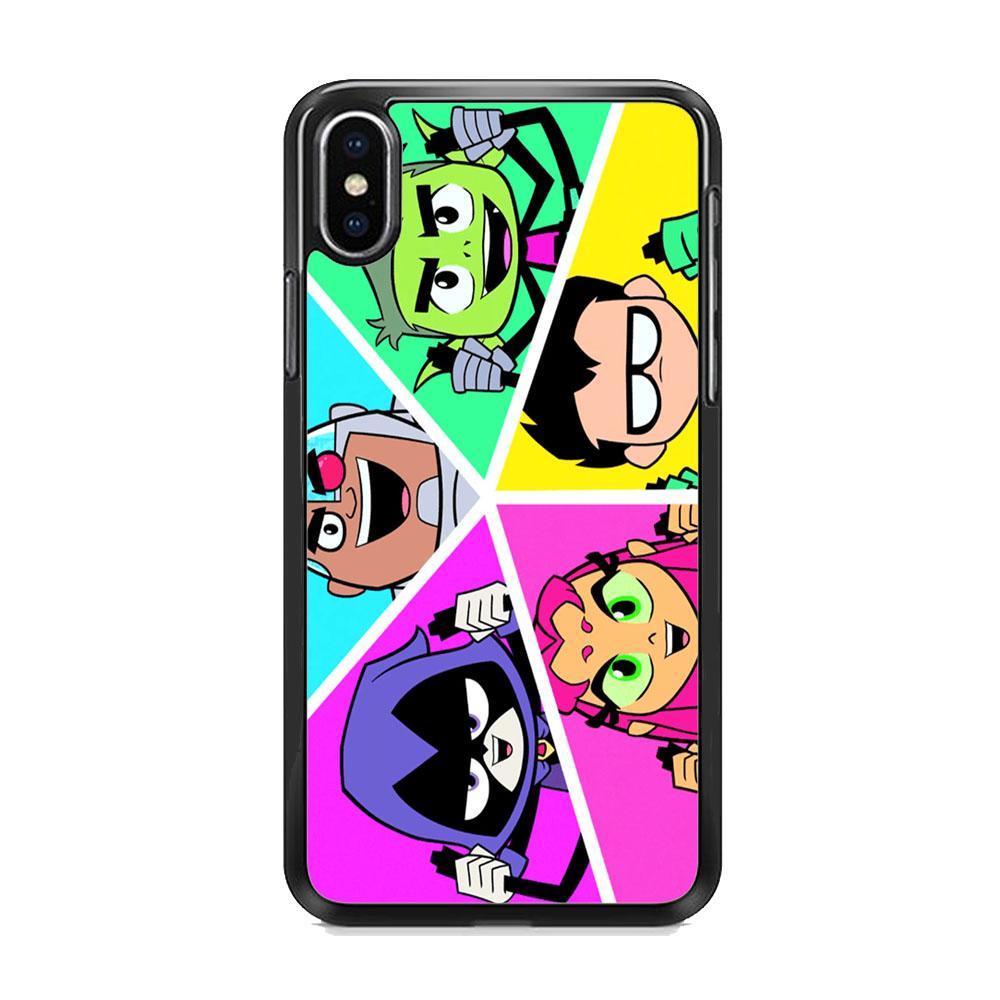Teen Titans Heroes Family iPhone X Case-Rubber Black (2D Case)-Oxvistore