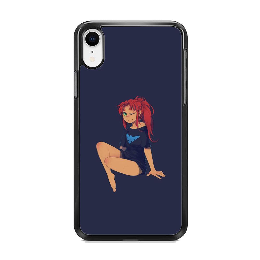 Teen Titans Star Fire Beauty iPhone XR Case-Rubber Black (2D Case)-Oxvistore