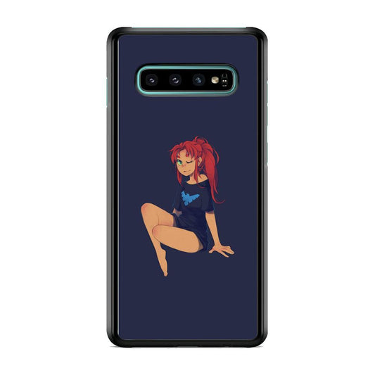 Teen Titans Star Fire Beauty Samsung Galaxy S10 Case-Rubber Black (2D Case)-Oxvistore