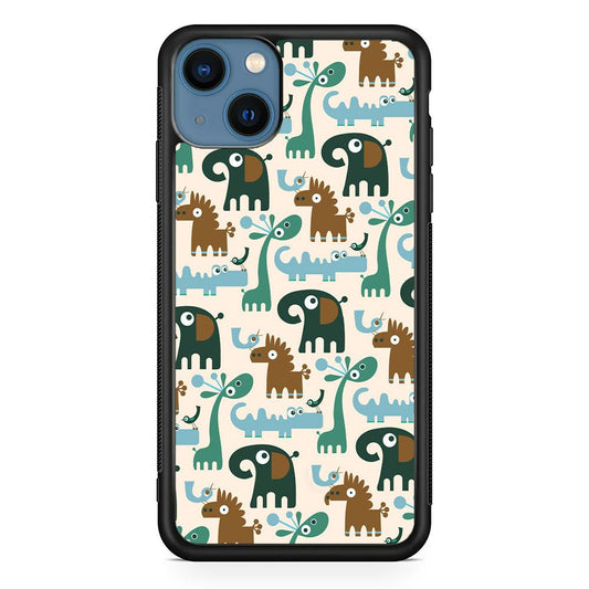 The Animal Expression Modern Shapes iPhone 13 Case-Rubber White (2D Case)-Oxvistore