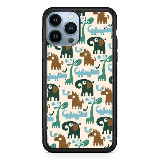 The Animal Expression Modern Shapes iPhone 13 Pro Max Case-Rubber White (2D Case)-Oxvistore