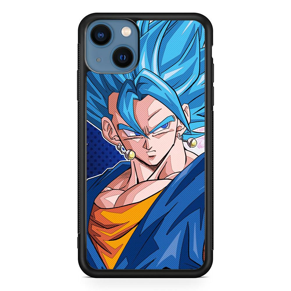 The Bluish Saiyan Stare iPhone 15 Case-Rubber White (2D Case)-Oxvistore