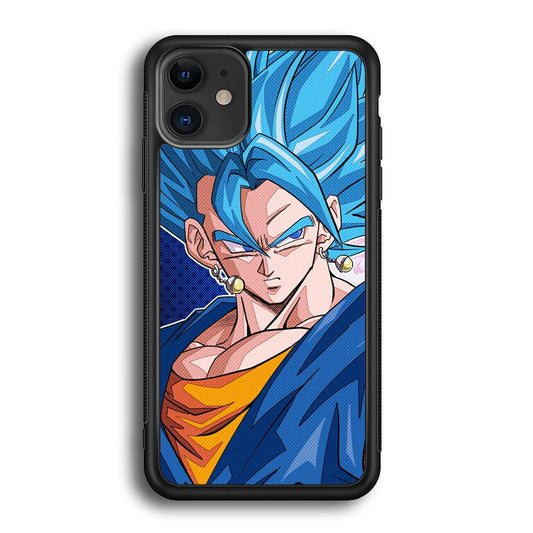 The Bluish Saiyan Stare iPhone 11 Case-Rubber White (2D Case)-Oxvistore
