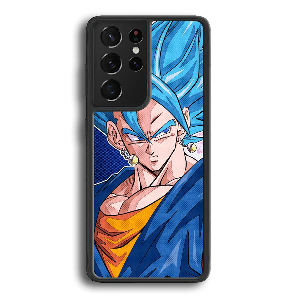 The Bluish Saiyan Stare Samsung Galaxy S22 Ultra Case-Rubber White (2D Case)-Oxvistore