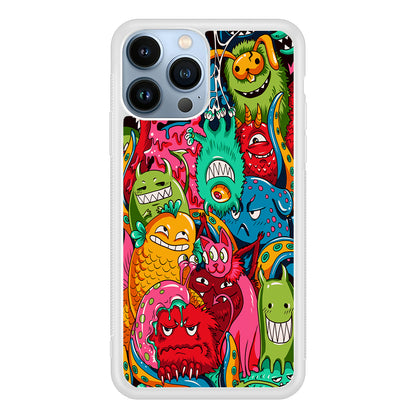 The Cute Monster Gathering Doodle 2D Rubber Phone Case