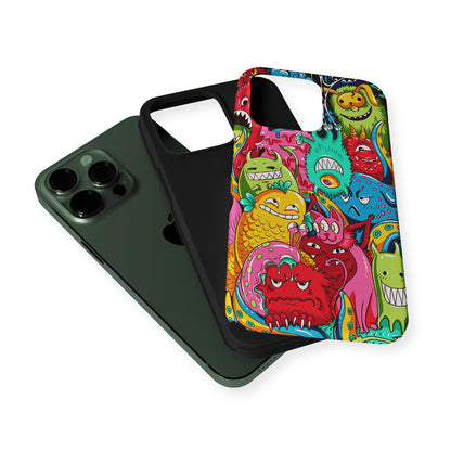 The Cute Monster Gathering Doodle 2 in 1 Tough Phone Case