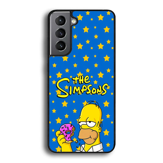 The Simpson Feel Good with Donut Samsung Galaxy S23 Case-Rubber Black (2D Case)-Oxvistore