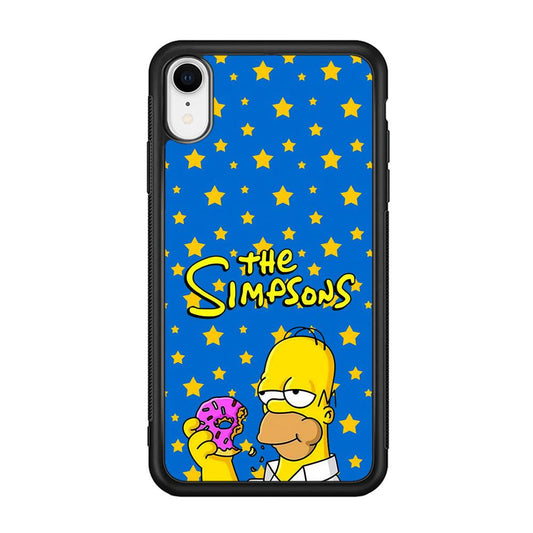 The Simpson Feel Good with Donut iPhone XR Case-Rubber Black (2D Case)-Oxvistore