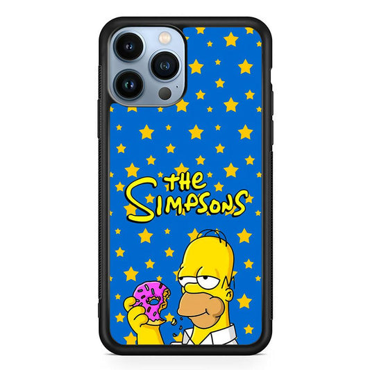 The Simpson Feel Good with Donut iPhone 13 Pro Max Case-Rubber Black (2D Case)-Oxvistore