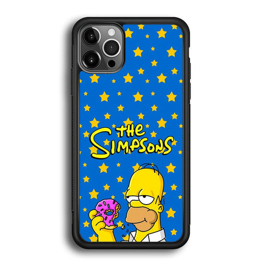 The Simpson Feel Good with Donut iPhone 12 Pro Case-Rubber Black (2D Case)-Oxvistore