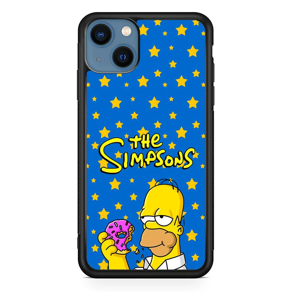 The Simpson Feel Good with Donut iPhone 13 Case-Rubber Black (2D Case)-Oxvistore