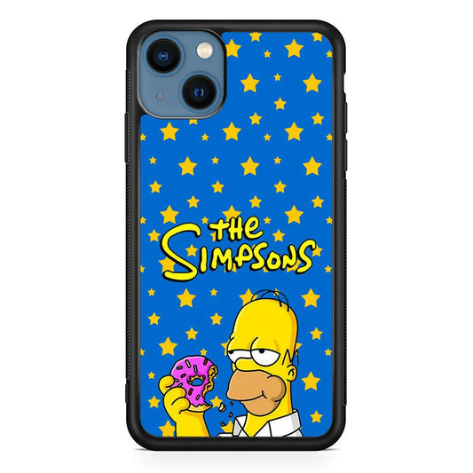 The Simpson Feel Good with Donut iPhone 13 Case-Rubber Black (2D Case)-Oxvistore