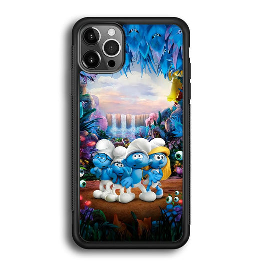 The Smurfs Lost in The Jungle iPhone 12 Pro Case-Rubber Black (2D Case)-Oxvistore