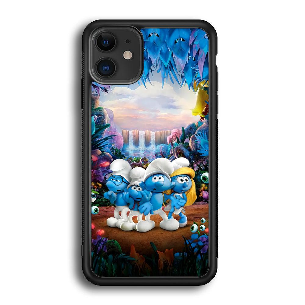 The Smurfs Lost in The Jungle iPhone 11 Case-Rubber Black (2D Case)-Oxvistore