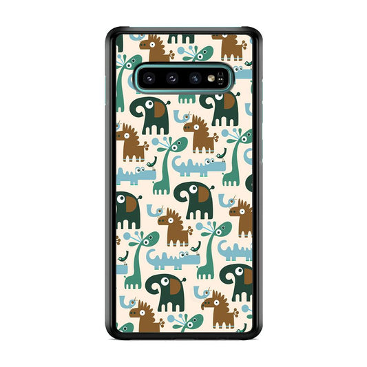 The Animal Expression Modern Shapes Samsung Galaxy S10 Case-Rubber Black (2D Case)-Oxvistore