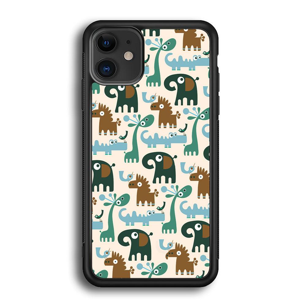 The Animal Expression Modern Shapes iPhone 11 Case-Rubber White (2D Case)-Oxvistore