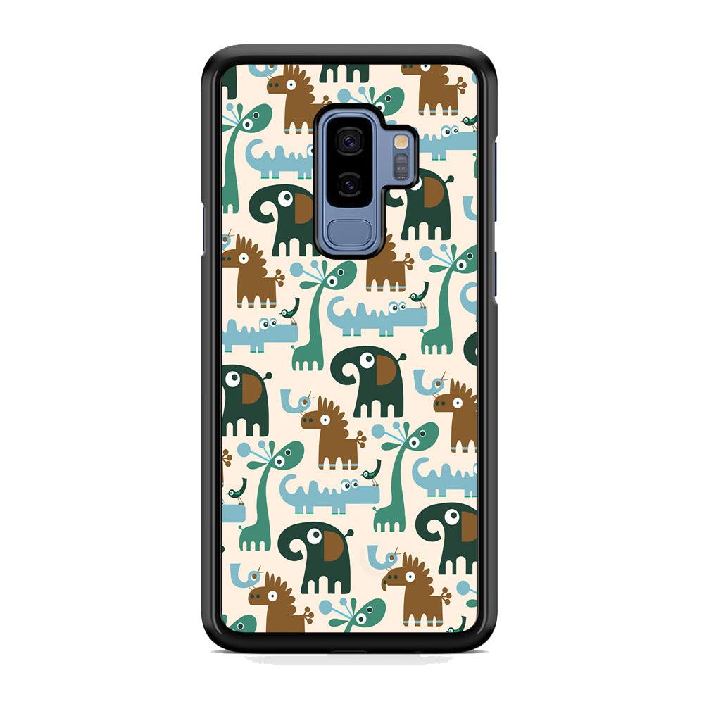 The Animal Expression Modern Shapes Samsung Galaxy S9 Plus Case-Rubber Black (2D Case)-Oxvistore