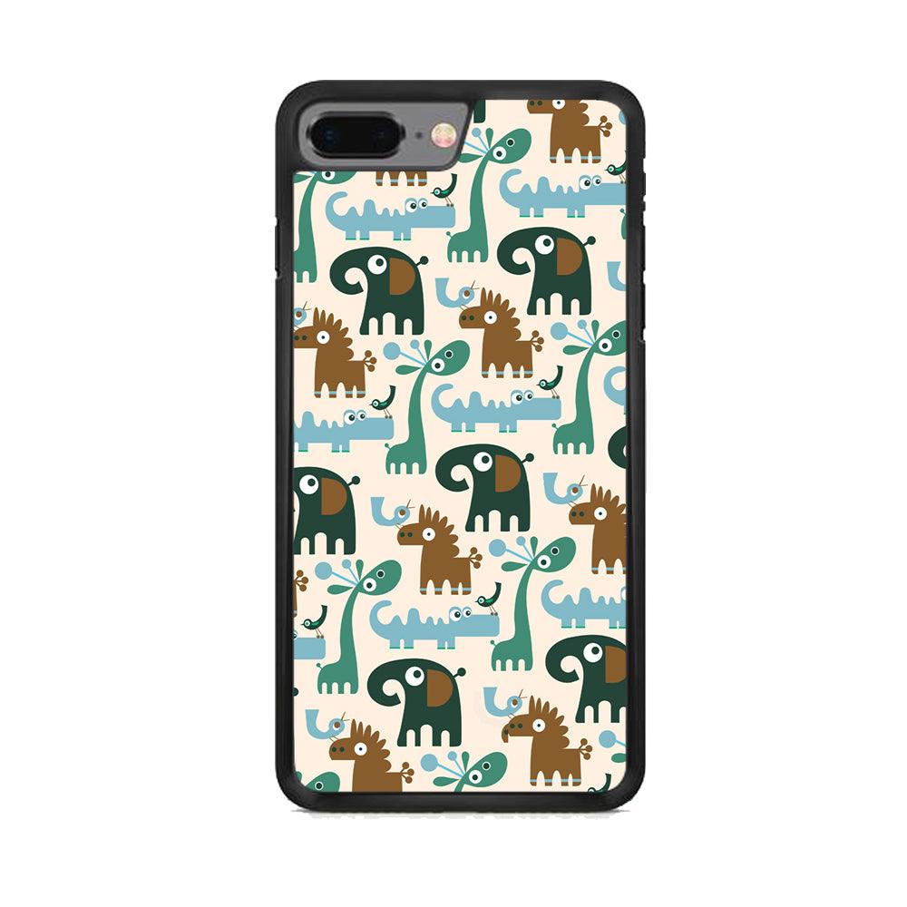 The Animal Expression Modern Shapes iPhone 7 Plus Case-Rubber Black (2D Case)-Oxvistore