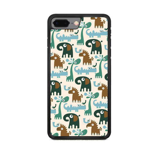 The Animal Expression Modern Shapes iPhone 8 Plus Case-Rubber Black (2D Case)-Oxvistore