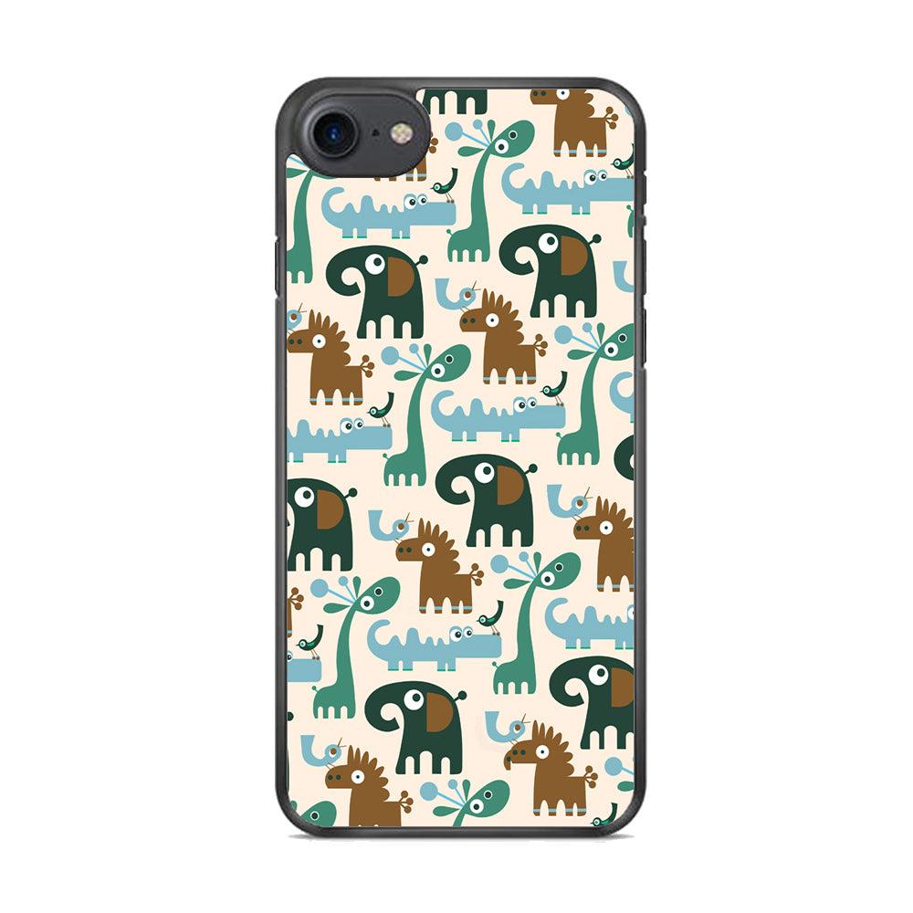 The Animal Expression Modern Shapes iPhone 7 Case-Rubber Black (2D Case)-Oxvistore