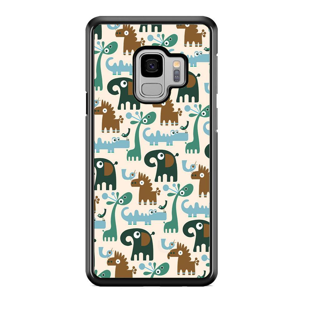 The Animal Expression Modern Shapes Samsung Galaxy S9 Case-Rubber Black (2D Case)-Oxvistore