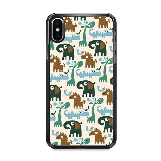 The Animal Expression Modern Shapes iPhone XS Case-Rubber Black (2D Case)-Oxvistore