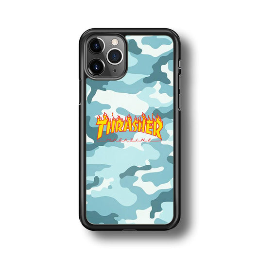 Thrasher Camo Light Blue iPhone 11 Pro Max Case-Rubber Black (2D Case)-Oxvistore