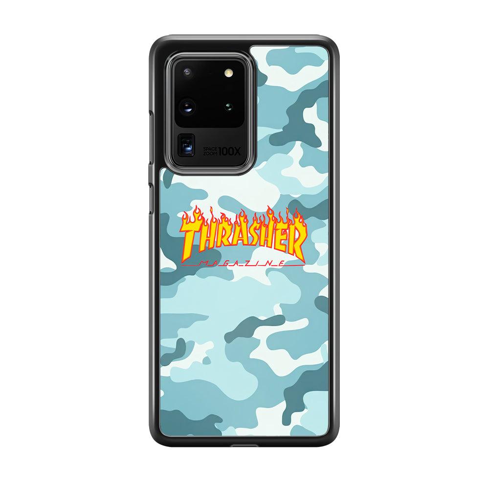 Thrasher Camo Light Blue Samsung Galaxy S20 Ultra Case-Rubber Black (2D Case)-Oxvistore