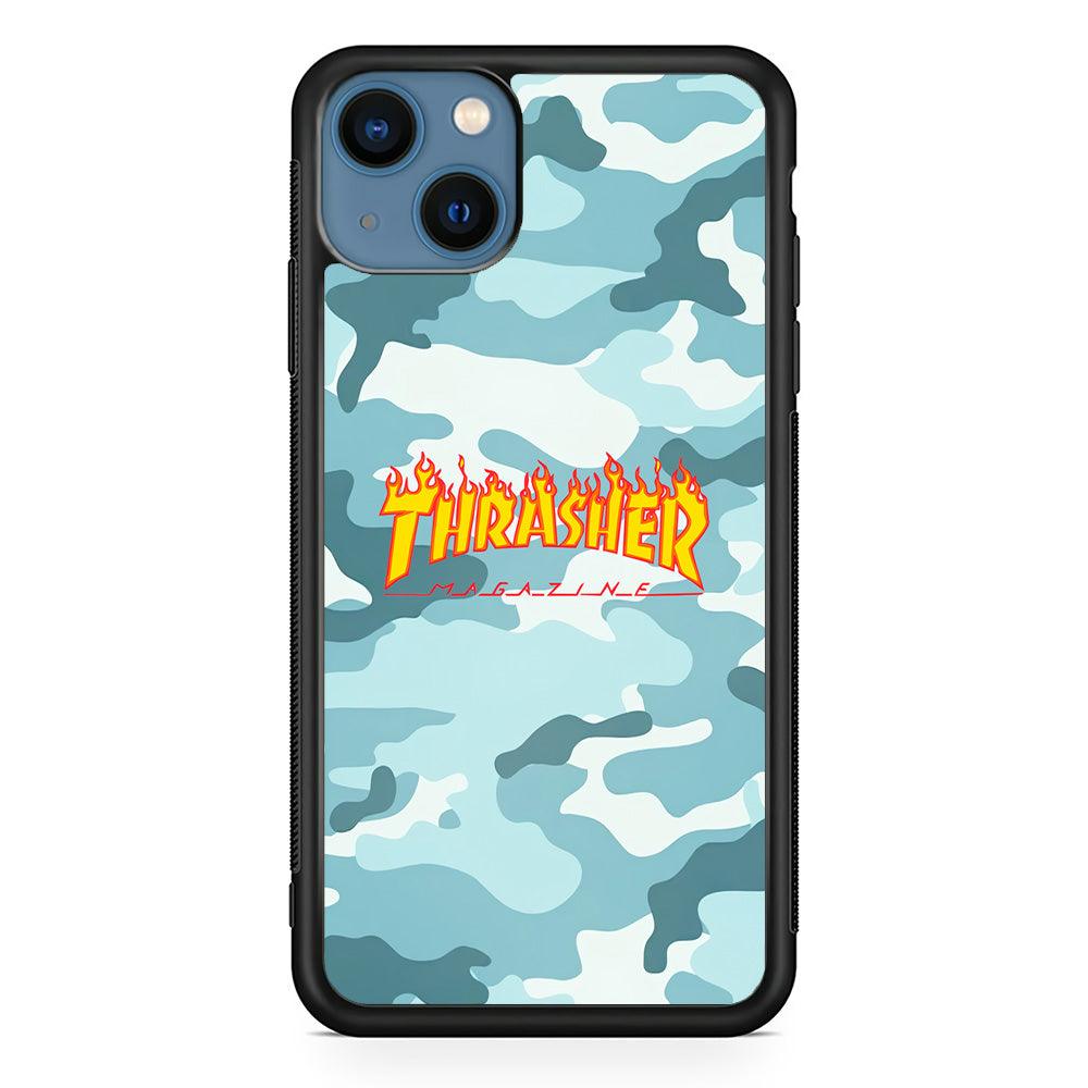 Thrasher Camo Light Blue iPhone 14 Plus Case-Oxvistore