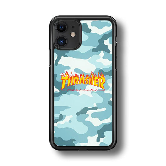 Thrasher Camo Light Blue iPhone 11 Case-Rubber Black (2D Case)-Oxvistore