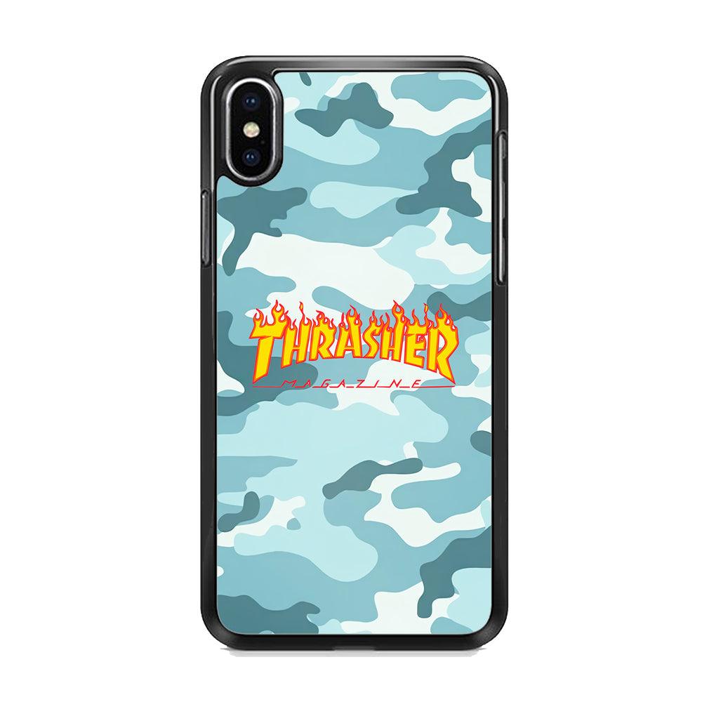 Thrasher Camo Light Blue iPhone XS MAX Case-Rubber Black (2D Case)-Oxvistore